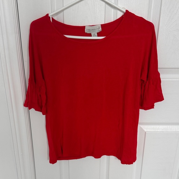 Urbanology Red Short-Sleeve Ruffle Tee - Picture 1 of 5